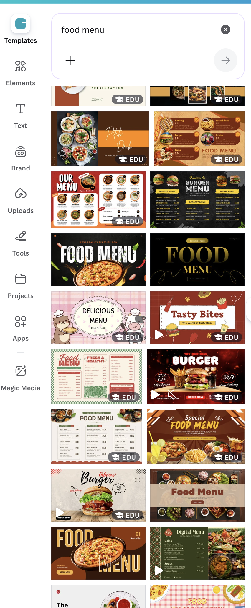 Food Menu Search